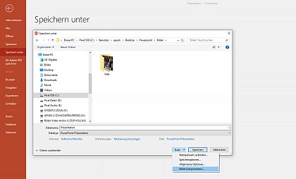 Screenshot PowerPoint: Verringern der Dateigröße