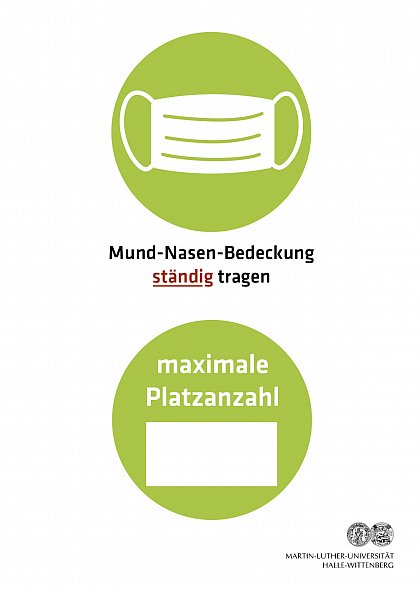 Piktogramm Corona, Raum festbestuhlt